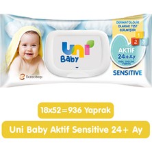 Uni Baby Aktif Sensitive Islak Mendil 18X52 936 Yaprak
