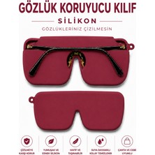 Silvora Silikon Gözlük Kılıfı, Asılabilir, Katlanabilir, Çantada Yer Kaplamaz-Vişne