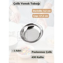 Jet's Home Çelik Yemek Tabağı 17,2 cm Paslanmaz Çelik Tabak