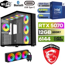 MSI Şafak-Gaming Pc Intel Core I9 14900KF 32GB Ram Rtx 5070 12GB Msı B760 Anakart 1tb M.2 SSD 360MM Sıvı Soğutma Win 11 Pro Oyuncu Bilgisayarı