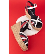 Gondol Kadın Hakiki Deri Dolgu Topuk Platform Sandalet ELL.4389 Tommy