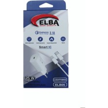 Elba ELB05-PD-25WIOS Beyaz 25W Usb-C Ev Şarj Kafa+1mt Type-C To Lightnıng Kablo Pd3.0-Qc4.0 Hızlı Ş (Kdo)