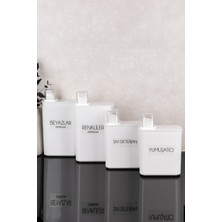 Dolkin Home 4'lü Kendinden Ölçekli Deterjan Kutusu Seti Etiketli 3000 ml - 2200 ml Renkliler Beyazlar Sıvı Deterjan Yumuşatıcı Etiketli Ölçek Kapaklı Deterjanlık