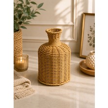 Yzhome Hasır Rattan Dekoratif Vazo Aksesuar Çiçek Vazosu 19*6cm