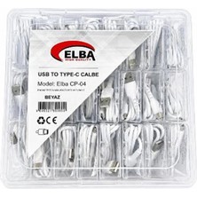 Elba Cp-04 Şeffaf Kutulu USB To Type-C 24LÜ Beyaz Şarj Kablosu (Kdo)