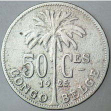 Banknoting Belçika Kongosu 50 Centimes 1925.