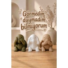 Deng Tasarım Dengtasarım 3'lü Bilge Kaplumbağa Biblo Seti – Görmedim Duymadım Bilmiyorum Dekoratif Masa ve Raf Süsü