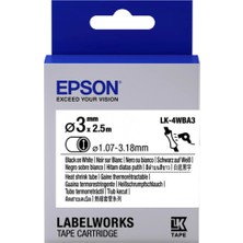 Epson LK-4WBA3 Beyaz Üzeri Siyah Makaron (1,07-3,18 mm Çap) 2,5metre (Kdo)