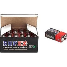 Supex 6F22 9V Çinko Karbon Pil 12 Li Paket (Kdo)
