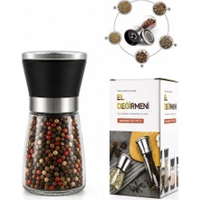 Renas Store Hand Grınder Küçük Cam Hazneli - Pls.kapaklı - Krom Belli Tuz - Baharat Öğütücü