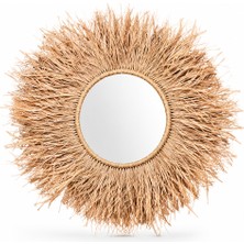 Naturel Dekor Doğal Rafya Saçaklı Duvar Dekoru, Duvar Süsü 60 Cm, Iskandinav, Modern, Bohem