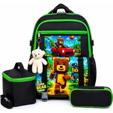 Çanta Sepetim Super Bear Ayıcık Aksesuarlı Beslenme ve Kalemlikli Ilkokul Sırt Çantası