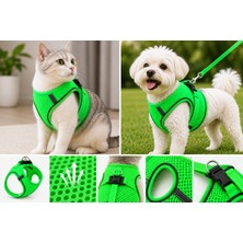 Karamel Pet Nefes Alan Kumaş Air Mesh Kedi Köpek Göğüs Tasması x Small 32X36 cm Neon Yeşil