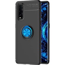 Renas Store Oppo Find X2 Kılıf Range Yüzüklü Silikon - Siyah-Mavi