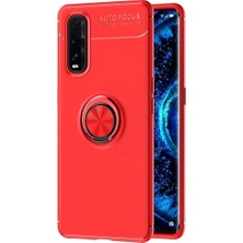 Renas Store Oppo Find X2 Kılıf Range Yüzüklü Silikon - Kırmızı