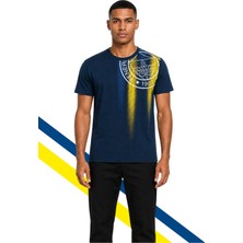 Fenerbahçe Erkek T-Shirt Lacivert Kısa Kol Normal Kalıp %100 Pamuk Tasarım