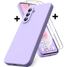 M.TK Moveteck Samsung Galaxy A27 Kılıf Kamera Korumalı Yumuşak Renkli Mat Silikon + 9h Ekran Koruyucu Cam 2in1 Set