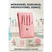 Aesco Profesyonel Kaş Alma Cımbız Seti - 4'lü Paslanmaz Çelik ve Özel Deri Taşıma Çantalı 723129