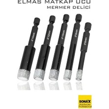 Aesco Mermer Delme Elmas Matkap Ucu - 5'li Porselen Karo Seramik Taş, Cam, Granit Için Elmas Matkap Uçları