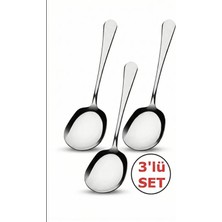 Empressco 3 Adet Paslanmaz Çelik Lüx Servis Salata Kaşığı Spatula | Çelik Yemek Servis Kaşığı 21 cm