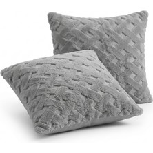 Fugo 2'li Welsoft Kırlent Kılıfı 45X45 cm Dekoratif Fermuarlı Yumuşak Peluş Kırlent Kılıfı Koltuk ve Kanepe Için