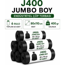 Liva Ambalaj Jumbo Boy Endüstriyel Çöp Poşeti Torbası 80X110 cm 6 Rulo 60 Adet - 400g Ağır Hizmet Tipi Kalın Torba