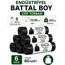 Liva Ambalaj Battal Boy Sızdırmaz Endüstriyel Çöp Poşeti 72X95 cm 6 Rulo 60 Adet  - 300gr  Ekstra Dayanıklı