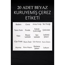 Dolkin Home Beyaz Kuruyemiş Seti Etiketi Çerezlik Etiketi Suya Dayanıklı 20 Parça Çerez Set Etiket 7 cm x 4.3 cm