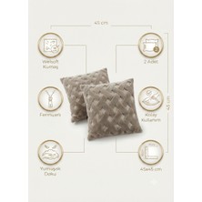 Fugo 2'li Welsoft Kırlent Kılıfı 45X45 cm Dekoratif Fermuarlı Yumuşak Peluş Kırlent Kılıfı Koltuk ve Kanepe Için