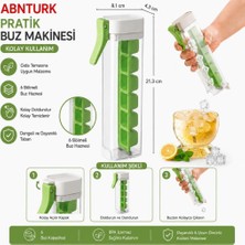 Abnturk Yeni Nesil Bas Çıkar 6 Bölmeli Buz Kalıbı-Barista Model Mekanik Buzluk Yeşil