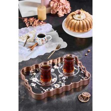altabi Dijital Baskılı Cam Servis Tepsisi – Çiçek Motifli, 40X28 cm