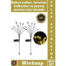 Wintoup #solar Dış Dekoratif Su Geçirmez Peyzaj 8 Ledli 2 Modlu Şık Gün Işığı 2'li Solar Bahçe Aydınlatması