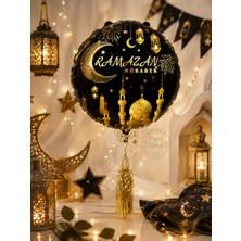 Parti Dükkanı Ramazan Mübarek Yazılı 18 Inç Siyah Gold Folyo Balon Helyum Uyumlu Ramazan Bayramı Parti Süsü