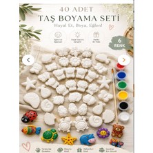 40 Adet (3d) Hayvanlar&çiçekler Taş Boyama Figür Çocuk Gelişimi Boyama Etkinlik Seti Zoo Painting