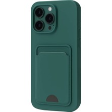 Renas Store Apple iPhone 16 Pro Kılıf Kelvin Kartvizitli Silikon - Koyu Yeşil