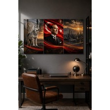 Atatürk Türk Bayrağı Bozkurt Baskılı Cam Tablo – Uv Baskı Dekoratif Duvar Tablosu