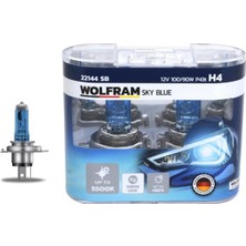 Wolfram Kmrsfres Ampul 12V H4 100/90 P43T Sky Blue Beyaz Işik