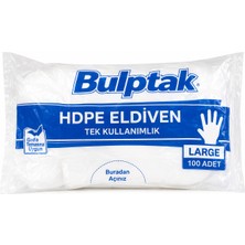 Bulptak Hdpe Tek Kullanımlık Eldiven Large 100 Adet Gıda Uyumlu Şeffaf Eldiven