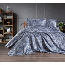 Kapreo Home Anna Karina Palma Desenli Çift Kişilik Pamuklu Pike Takımı Indigo