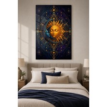 Güneş Ay Mandala Baskılı Cam Tablo – Uv Baskı Astrolojik Dekoratif Duvar Tablosu