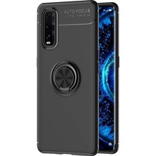 Renas Store Oppo Find X2 Kılıf Range Yüzüklü Silikon - Siyah