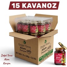 15 x 240 gr Doğal Toros Atom Ballı Ginsengli Polenli Bitkisel Panax Ginseng Macunu