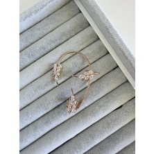 Rhea Jewelry Xuping Çelik Zirkon Taşlı Ear Cuff Kadın Küpe Kararmaz Gold Modern Tasarım