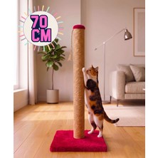 ALMITAL 70 cm Kırmızı Kedi Tırmalama Tahtası - Sağlam Tabanlı Jüt İpli Kedi Tırmalama Direği