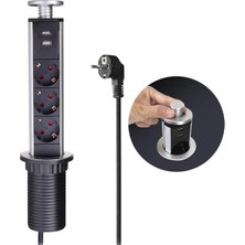 Svoria Store Vea VE-24062 Üçlü 1.5 Metre Kablolu Iki Usb’li 60MM Masaüstü Priz