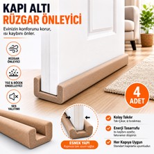 Baffhome 4 Adet Kapı Altı Rüzgar Önleyici Isı Yalıtım Süngeri Soguk Rüzgar Önleyici