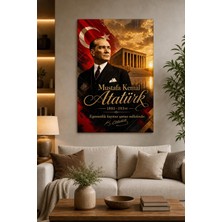 Atatürk ve Anıtkabir Baskılı Cam Tablo – Türk Bayrağı Uv Baskı Duvar Dekoru