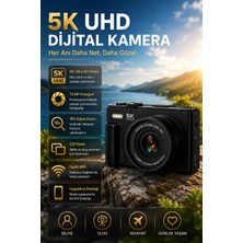 TeknolojiSA 5k UHD Dijital Kamera 75 Mp 18X Dijital Zoom Wifi 180° Döner Ekran Vlog Kamerası Siyah