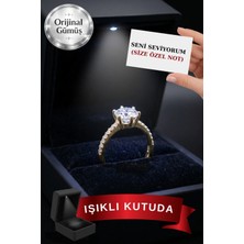 Carat Stone Işıklı Kutuda 1.25 Carat Kadın Gümüş Yüzük