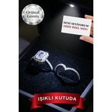 Carat Stone Işıklı Kutusunda Pırlanta Işıltılı Gümüş Baget Yüzük Sonsuzluk Yüzük